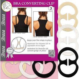 Braza Bra Converting Clip Set - Black, White, Cream